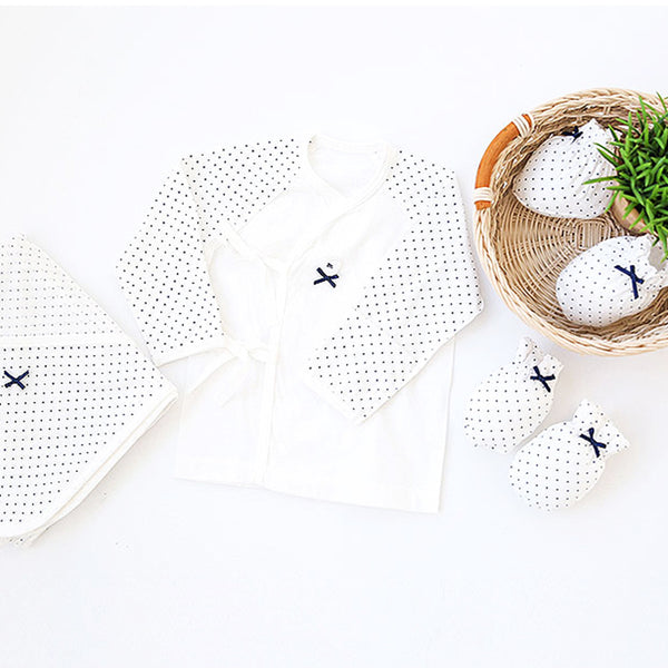 오가닉 엔젤 네이비 배냇저고리 세트 <br /> Organic Angel Navy Newborn Clothes Set